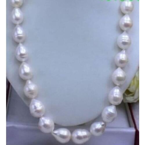 Beautiful Charming 11-12 MM WHITE AKOYA BAROQUE PEARL NECKLACE 18"AAA