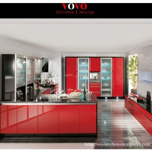 Kitchen cabinet red lacquer