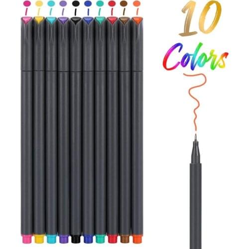 10 Color Fine Line Drawing Pen Set 0.38mm Fineliner Marker Liner for Journal Notebook Cartoon Paint Office Planner School A6954