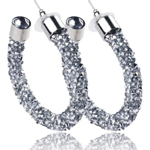 2021 Fashion Jewelry Retro Geometric Round Crystal Rhinestone Earrings Glamour Bride Wedding Earrings for Womens Accessories