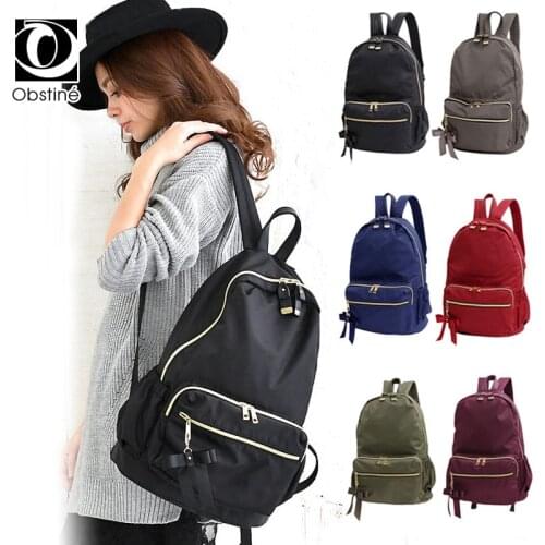 Fashion Bow Cute Backpack Female Casual Backpacks for Girls Waterproof Bagpack Women Korean Black Back Pack Bags Travel Backbag