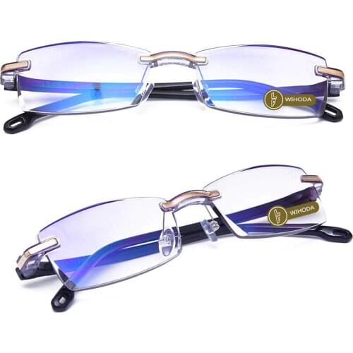 TR90 Anti-Blue-Ray Mens Rimless Frame Presbyopia Glasses , Coating Blue Reading Glasses / EyeGlasses , Clear Lens Eyewear A802