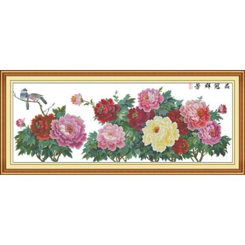 Peony cross stitch kit flower 18ct 14ct 11ct count printed canvas stitching embroidery DIY handmade needlework