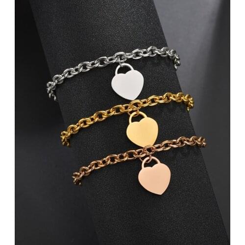 Neovivi Love Heart Lady Women Stainless Steel Bracelet Engraved Custom Bracelets Advertising Logo Jewelry Gifts