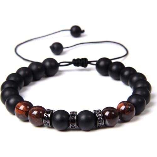 New Tiger Eye Stone Beads Bracelet Men Adjustable Rope Woven Braided Beads Bracelet Bangle for Women Men Yoga Chakra Jewelry