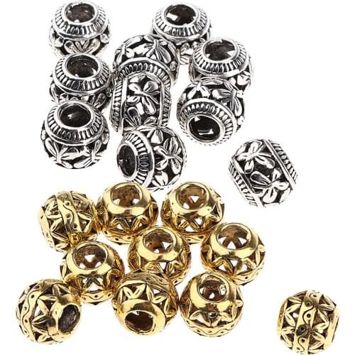 Lots 20 Viking Beads Pirate Metal Cuffs for Hair/Dreadlock/Beards/Wigs Braiding, Jewelry Making, Hair Accessories, Hippie Style