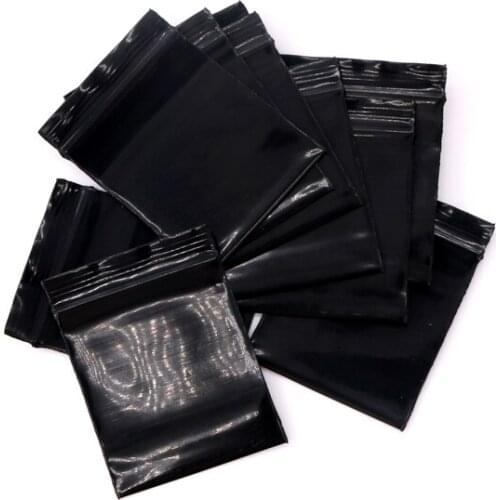 100pcs/lot Mini Black Color Zip Lock Plastic Bags Many Size To Choose Small Thicken Plastic Jewelry Packaging Bags Pouches