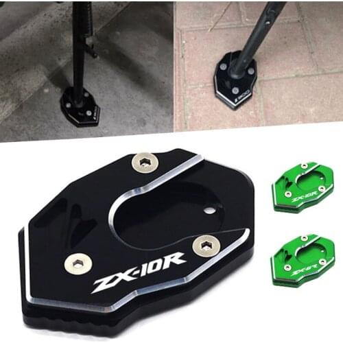 Motorcycle CNC Kickstand Foot Side Stand Extension Support Plate Pad For Kawasaki ZX-6R 2009-2019 ZX-10R 2008-2020 ZX 6R 10R