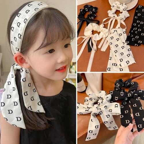 New Lovely Ribbon Chlid Women Hairband Cute Girls Korean Style Headband Hair Accessories Plaid Fashion Vintage Headwear Headwrap