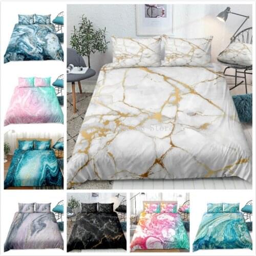 Simple Bedding Sets 3D Marbling Duvet Quilt Cover Set Comforter Bed Linen Pillowcase King Queen Full Double Single Home Texitle