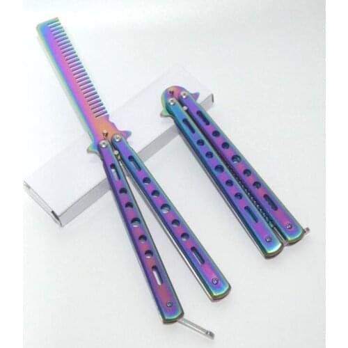 Butterfly hair brush Knife Comb Stainless Practice Training HAIR Comb Beard & Moustache Brushes Hairdressing Styling Tool