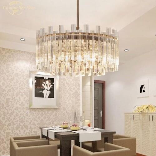 Luxury Crystal Chandeliers Lighting Modern LED Metal Lights Fixtur Lustre Round for Living Room Bedroom Dining Room Kitchen