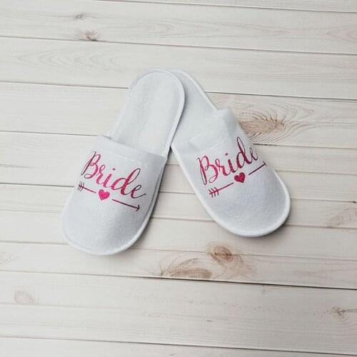1 Pair Bride Shower Wedding Decoration Bridesmaid Hen Party Spa Soft Slippers Bachelorette For Party Supplies Gifts