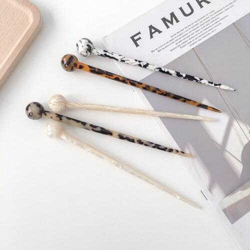 Long Handle Hair Sticks Acetate Hairpin Simple Temperament Girl Headewear Japanese and Korean Hair Acces