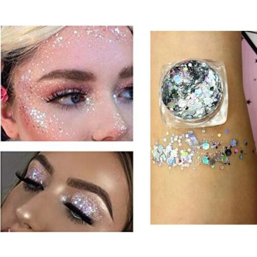 19 Colors Make Up Sequins Eyeshadow Lasting Nail Lip Body Mermaid Eye Shadow Glitter Cosmetics Festival Party Makeup Sequins