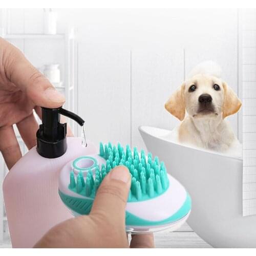 Pet Dog Bath Brush SPA Massage Comb Soft Silicone Dogs Cats Shower Gel Brush Hair Grooming Comb Dog Cleaning Tool Pet Supplies