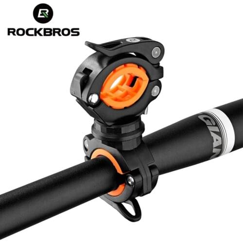 ROCKBROS Cycling Bike Rotating Light Double Holder LED Front Flashlight Lamp Pump Handlebar Holder Bicycle Accessories 4 Colors