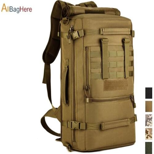 Unisex 50L Military Backpacks Waterproof Nylon Laptop Backpack Casual Travel Rucksacks Camouflage Climbing Hiking Bags Men Women