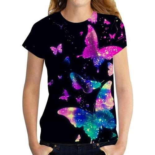 New Fashion 3D Butterfly Print T-shirt Women Summer O-Neck Short Sleeve Tees Tops Funny Style Female Clothes Casual T-shirts