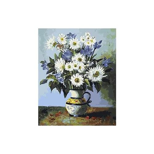 MaHuaf-W615 flowers vase Framed unique landscape DIY Painting By Numbers Art Canvas Painting