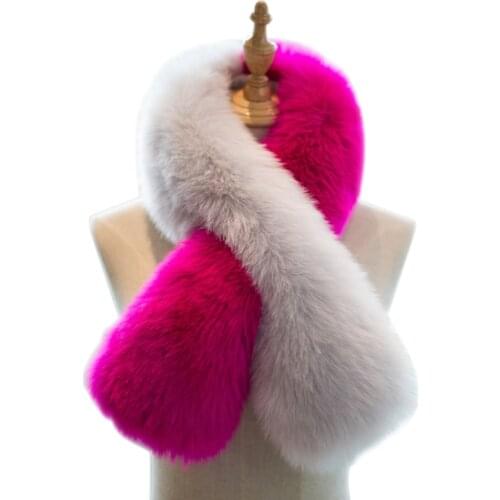 Lady Blinger patchwork double color scarves winter faux fox fur shawl women female fur pashmina