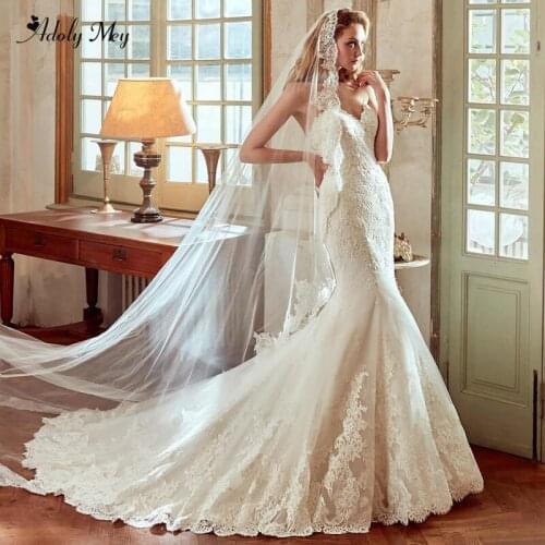 Adoly Mey Elegant Strapless Backless Mermaid Wedding Dress 2020 Luxury Beaded Appliques Court Train Trumpet Bride Gown Plus Size