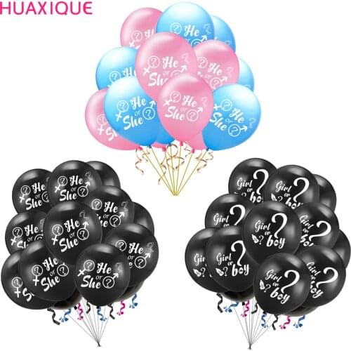 10Pcs 12 Inch Boy Or Girl Gender Reveal Balloons He Or She Printed Latex Gender Disclosure Balloon Baby Shower Decors Globos