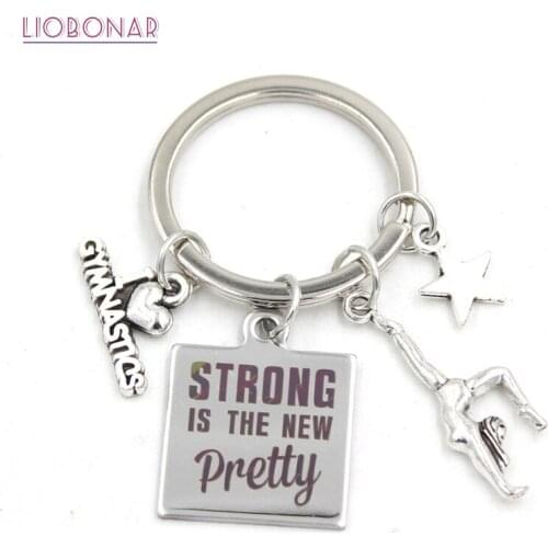10PCS New Arrival Stainless Steel Key Ring Fitness Strong Gymnastics Key Chain Keyring GYM Gifts for Men Women Jewelry