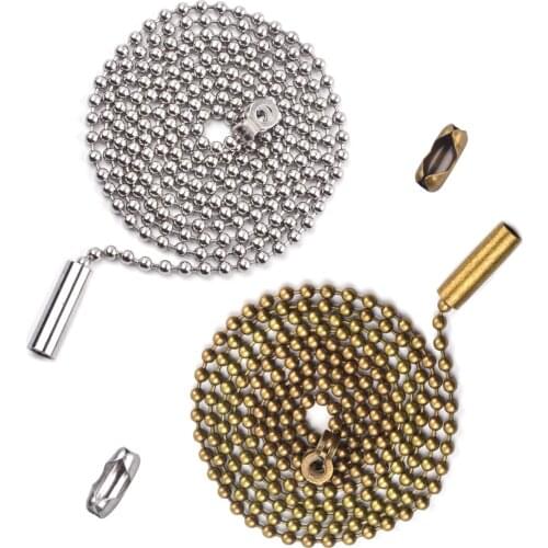 Hendevl 2 Pack Beaded Pull Chain Extension with Connector for Ceiling Light Fan Chain, 1 Meter Length (Silver and Bronze)