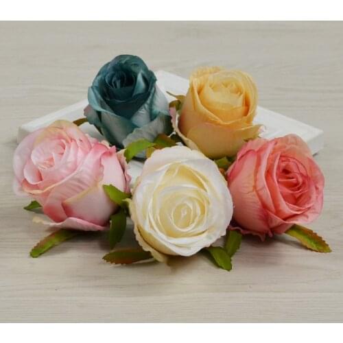 50pcs 6.5cm 11colors artificial silk retro rose flower head for DIY flowers wall bouquet wedding home garden party decoration