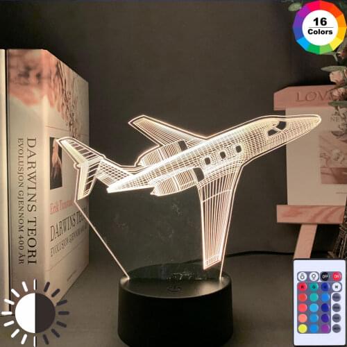 Acrylic 3D Illusion Baby Night Light Airplane Nightlight for Kids Child Boy Bedroom Decor Colorful Bedside Table Lamp Plane Gift
