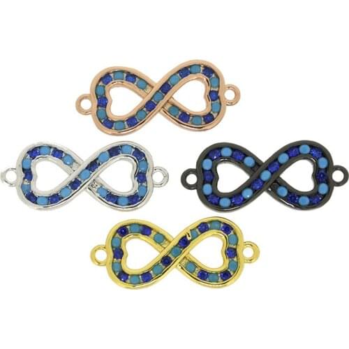 Infinity Love Knot Charm Micro Pave Navy Blue Black CZ Zircon Zirconia Beads Spacer Connector Pendant Charms For Jewelry DIY