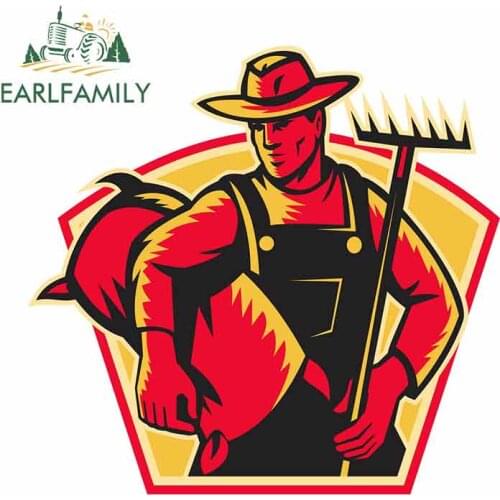 EARLFAMILY 13cm x 12.4cm for Farmer Agricultural Worker Creative Sticker 3D Waterproof Body for Car Occlusion Scratch Decals