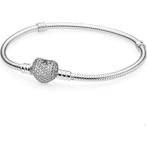 European Charms Bracelet Bangles With Heart Clip Diy Jewelry For Women Men Girl Boy Z009