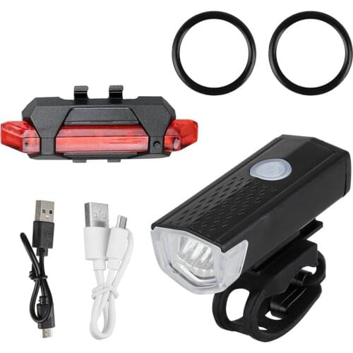 USB Rechargeable Bike Light MTB Bicycle Front Back Rear Taillight Cycling Safety Warning Light Waterproof Bicycle Lamp Flashligh