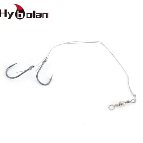 HYBOLAN Fishing High Carbon Steel String Hook Steel wire Line with 2 Small Fishhook Fishing Lures Tackle Baits Accessories Pesca