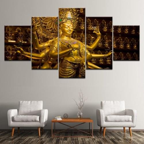 Canvas Painting Thousand Hands Buddha 5 Pieces Wall Art Painting Modular Wallpapers Poster Print for living room Home Decor