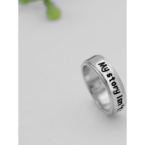 R005 Semicolon Handstamped Ring "My story isn't over yet" Suicide Awareness Inspirational Semicol Awareness