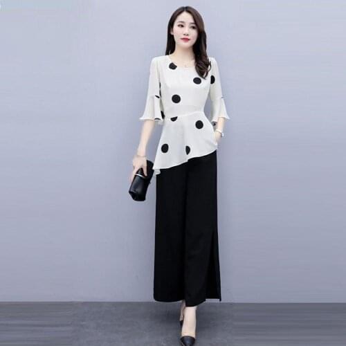 Sexy Fashion chiffon Matching Sets Women O Neck Party office lady 2 Piece Outfits Half Sleeve Crop Top And Pants Set