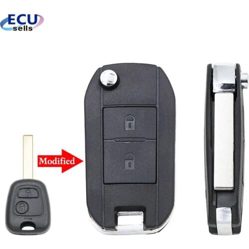 Modified Flip Folding Car Key Shell For Peugeot 307 107 207 407 For Citroen C2 C3 Xsara Remote 2 Button Key Case HU83 Blade