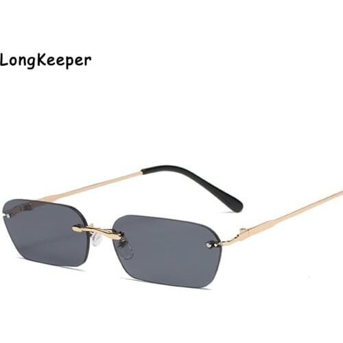 Fashion Rimless Sunglasses Women Men Metal Vintage Brand Design Transparent Lens Sun glasses For Women Rectangle UV400 Oculos