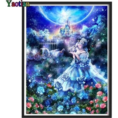5D Diy Diamond Painting Kit Full Drill Princess Castle Fantasy Garden View Diamond Embroidery Rhinestone Painting Diamond Mosaic