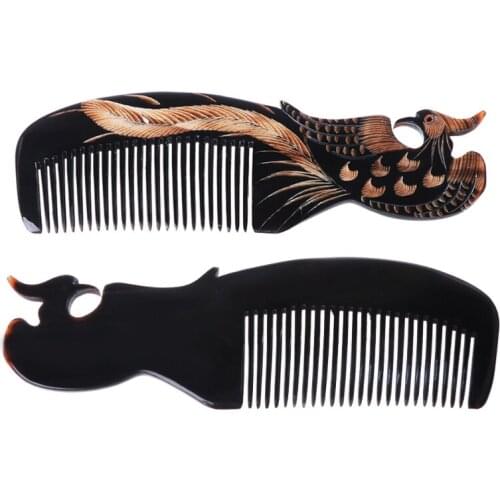 Natural Ox Horn Comb Hand Carved Hair Loss Treatment Brush Massage Healthy Combs