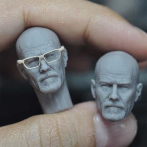 Unpainted 1/12 Heisenberg White Head Sculpt Male Soldier Head Carving Fit 6'' ML SHF Mafex Action Figure Body