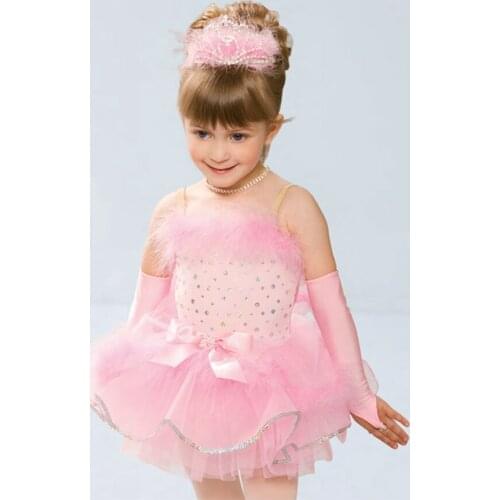 2018 New Girl Ballet Dance Dress Kids BalletTutu Costume Children Stage Proformance Competition Suit Dress+Headwear B-2394