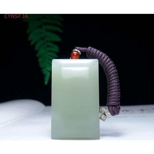 CYNSFJA New Real Rare Certified Natural Hetian Jade Nephrite Luck Amulet Peace Jade Pendant Lighter Green High Quality Best Gift