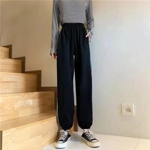 New Loose High Waist Harem Pants Vertical Stripes Track Pants Drape Korean Fashion Casual Pants Harajuku Hip-hop All-match Pants