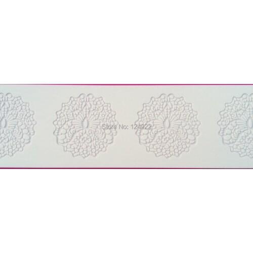 Wholesale 10Pcs/lot CT-5001 Laces Soft 100% Platinum Silicone Cake Fondant Embossing Gum Paste Decorating Mold Tool