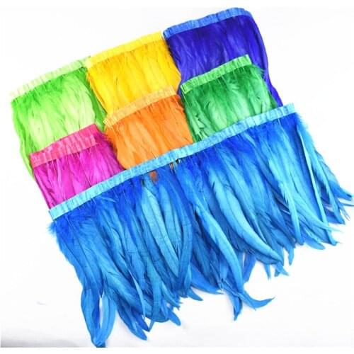 1Meters Rooster Feathers Trims Coque Feather Trim Ribbon 10-12"/25-30CM Feathers for Crafts Plume Decoration Plumas Carnaval DIY