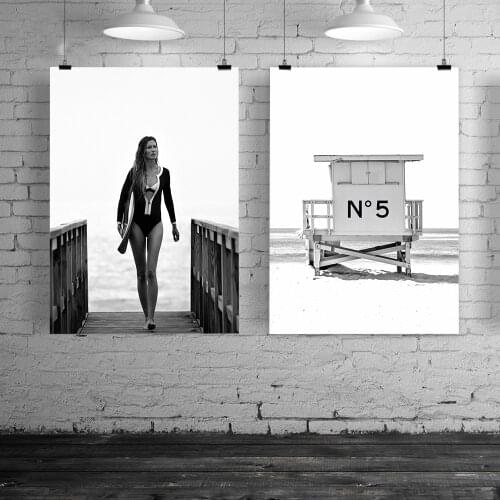 Cuadros Salon Surf Woman Poster Nordic Posters and Prints Fashion Beach Canvas Painting Wall Art Print Pictures For Living Room